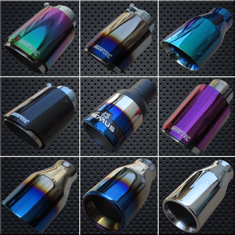 Exhaust Pipe Modification Tail Throat Stainless Steel Silencer Carbon Fiber Scorpion Decorative Hood Grilled Blue Double Outlet Decorative Tailstock