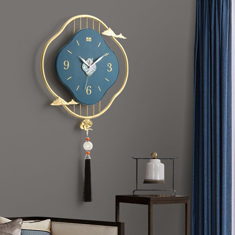 New Chinese pure copper clock modern light extravagant hanging clock Living room Home Fashion creative watches and watches Decorative Modern Leather table