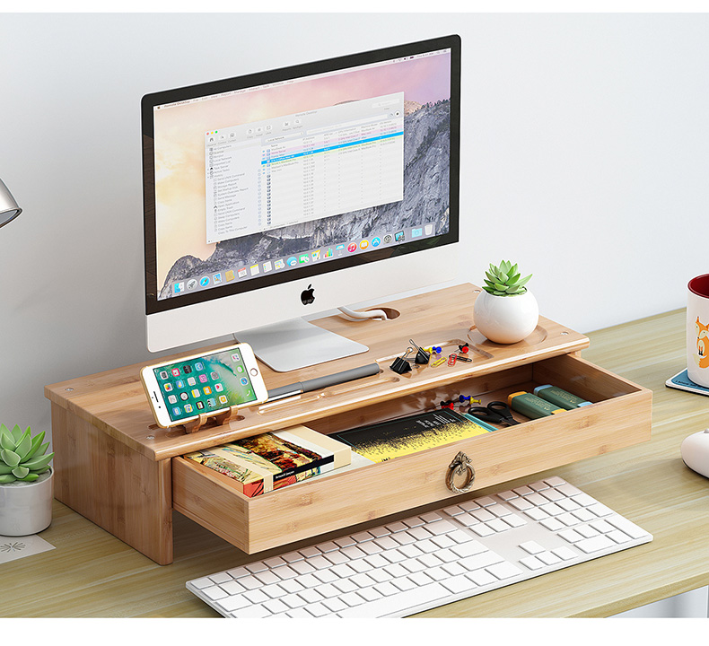 Who computer rack display desktop is received with a contracted solid wood neck guard office notebook shelf