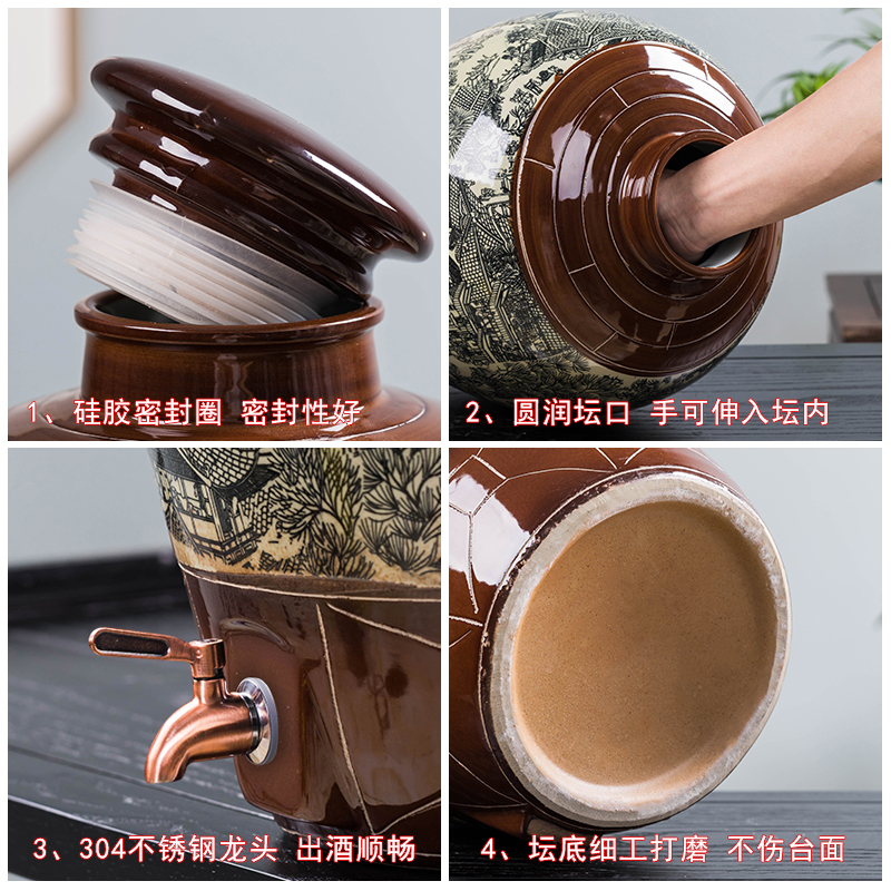 Jingdezhen ceramic jars seal save it 20 jins 50 kg hip home wine bottle liquor wine jars