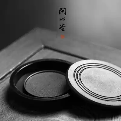 Qixintang round ink cartridge Calligraphy beginner round inkstone with lid Students use ink plate brush dipped in ink ink pool ink plate