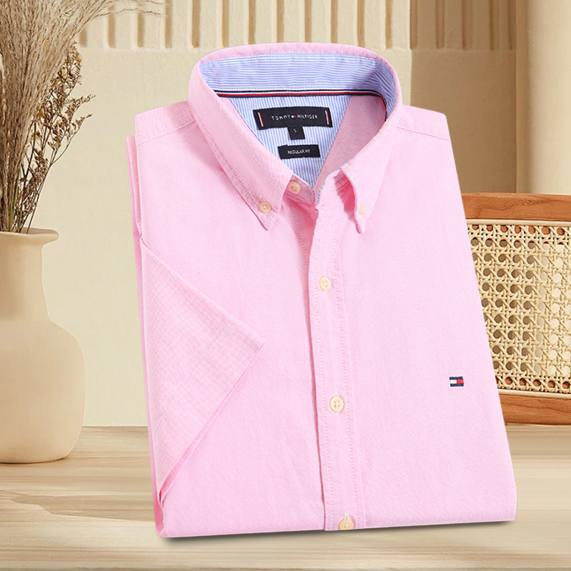 North American Tommy Men's Business Versatile Commuter Wrinkle-Free Large Size Short-Sleeved Shirt Casual High-End New Style Shirt