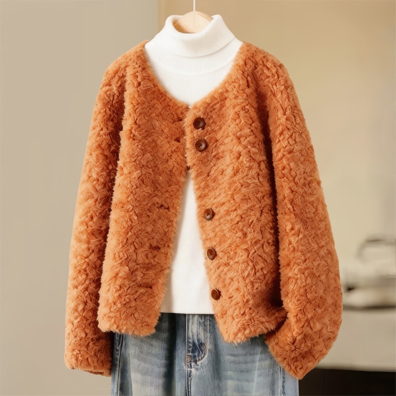 Off-Season Wool-Blend Fur Coat for Women 2026 Autumn and Winter New Lamb Fur Integrated Plush Coat