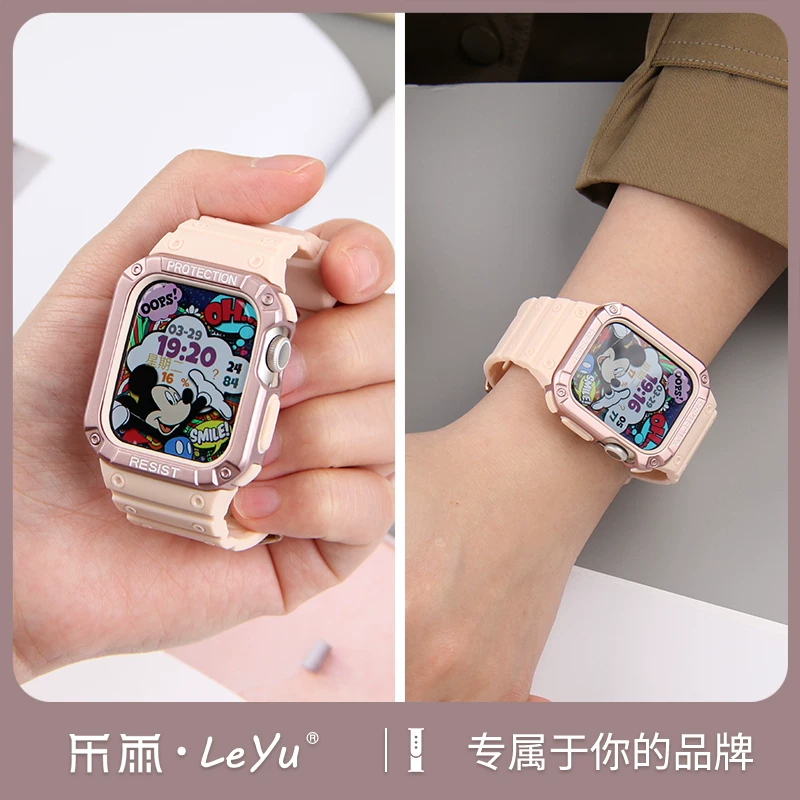 Кожаный чехол для Apple Watch Ultra8/7, ремешок для Apple Watch S9, iWatch 6 поколения, 9 осень-зима, интегрированная механическая вентиляция, силиконовый прозрачный женский защитный чехол S8 набор 41/45 мм