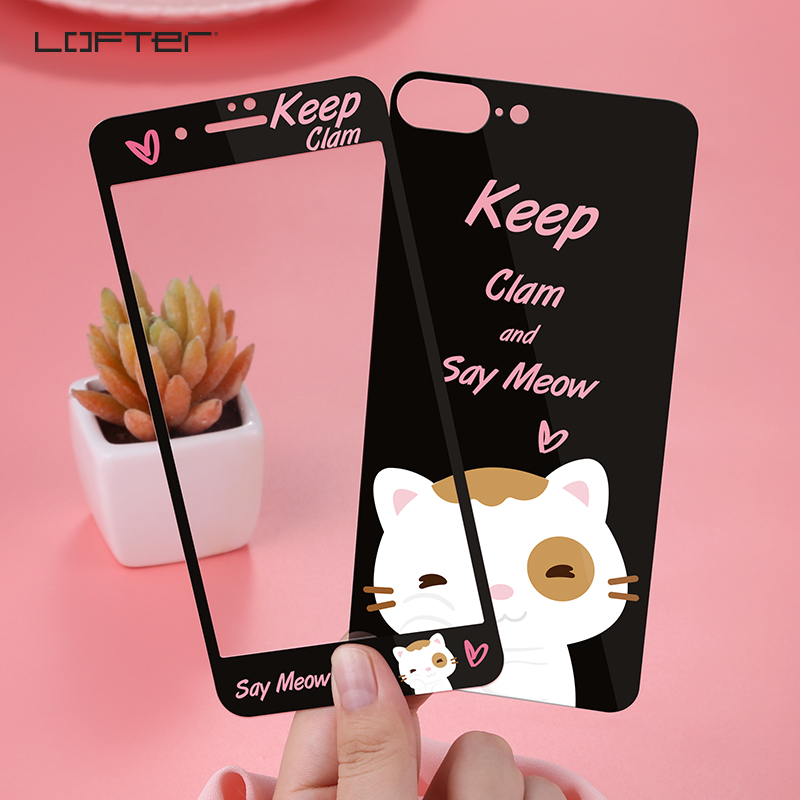 LOFTER Loft is suitable for Apple 7plus tempered film iphone8plus full screen coverage i7 mobile phone film female model cartoon cute front and rear color film 8 all-inclusive HD glass