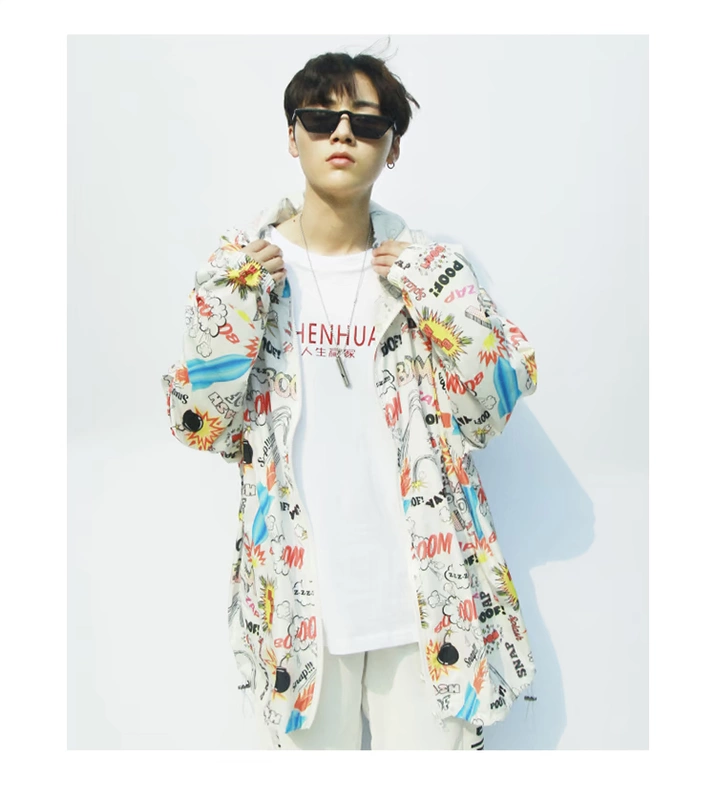 Áo chống nắng quần áo nam phiên bản Hàn Quốc của xu hướng áo siêu mỏng triều quốc hip-hop chống nắng mùa hè quần áo đẹp trai áo khoác thủy triều - Áo khoác đôi áo gió nam