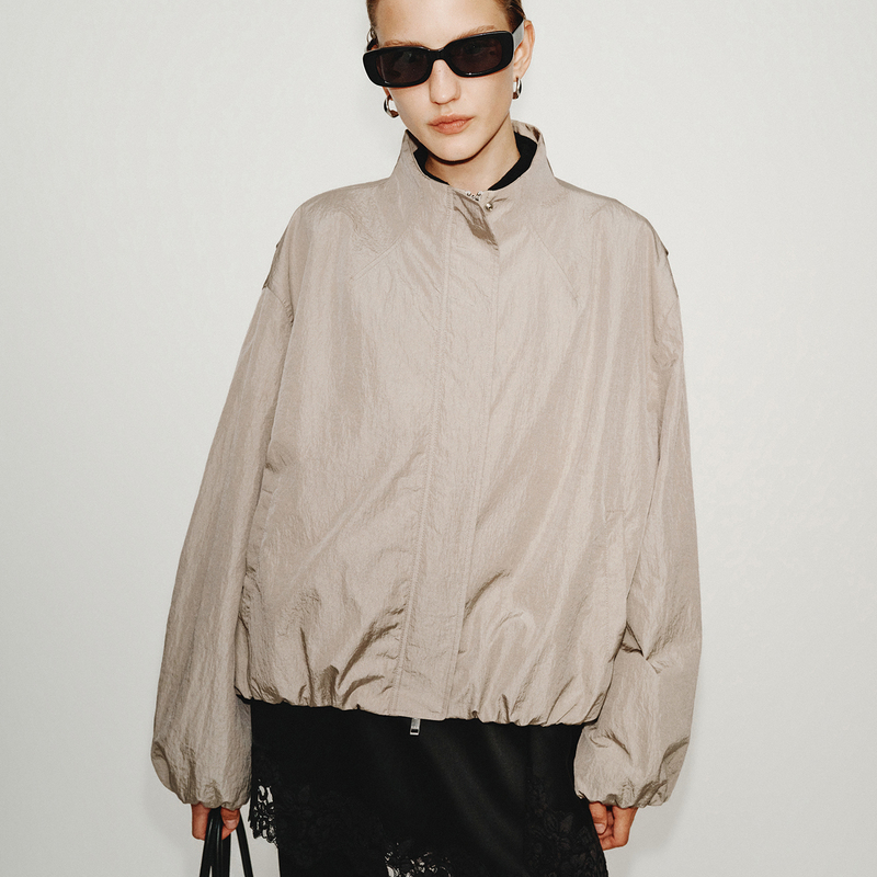 Chicjoc Luxury Brand Italian Original Limonta Lightweight Slightly Wrinkled Nylon_2-Layer Material Kendall Jenner Balloon Jacket