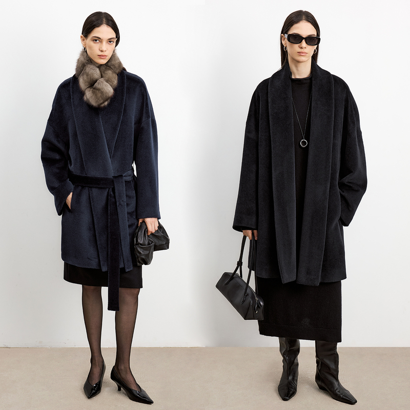 Chicjocx Overseas Line | Italian Tight-Fitting, Slimming, and Luminous Alpaca/Bebe Suli Silhouette Bathrobe Coat