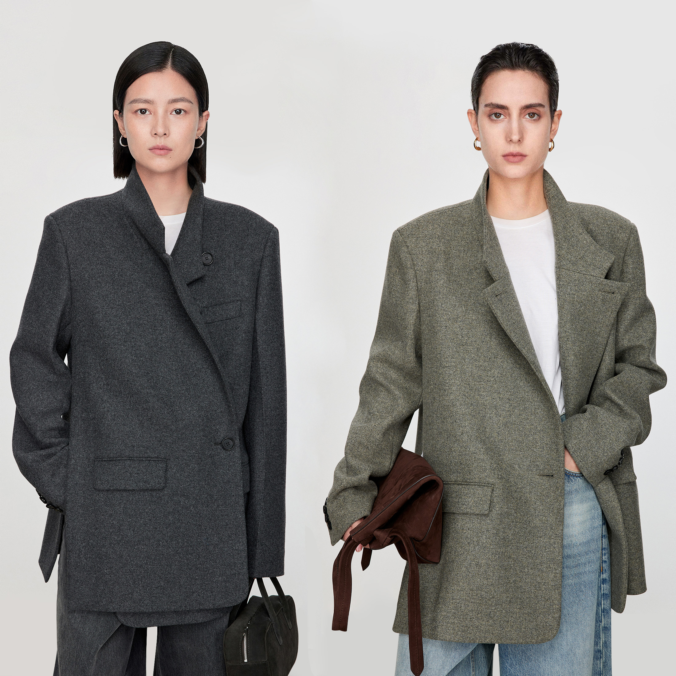 CHICJOC special cabinet SUPER FINE WOOL How to wear a styling feeling inclined door flap Luxurious VTG Suit Short Coat-Taobao