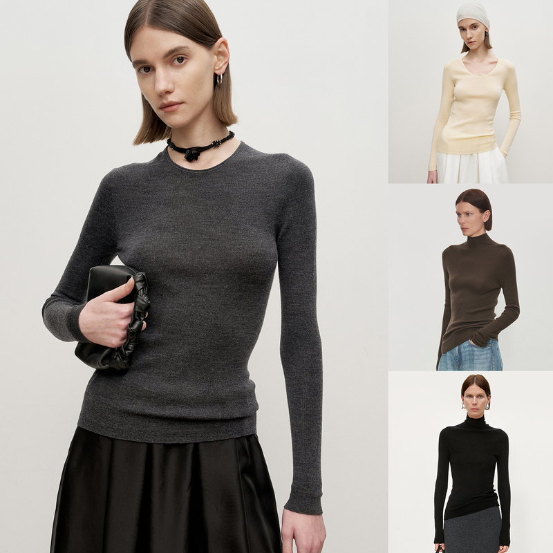 Chicjoc Exclusive Custom-Spun Yarn_ Thickened Skin-Friendly 120S Ultra-Fine Wool 18-Gauge Seamless Base Layer Shirt
