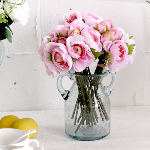 Exported to Japan European-style simple color bubble glass vase transparent binaural countertop living room decoration ornaments