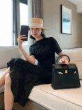 Кружевное летнее винтажное платье, приталенная длинная юбка, приталенный корсет, в корейском стиле, короткий рукав, по фигуре