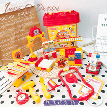 Japan Anpanman granule building blocks to build children to play the doctor medical tools storage bucket set