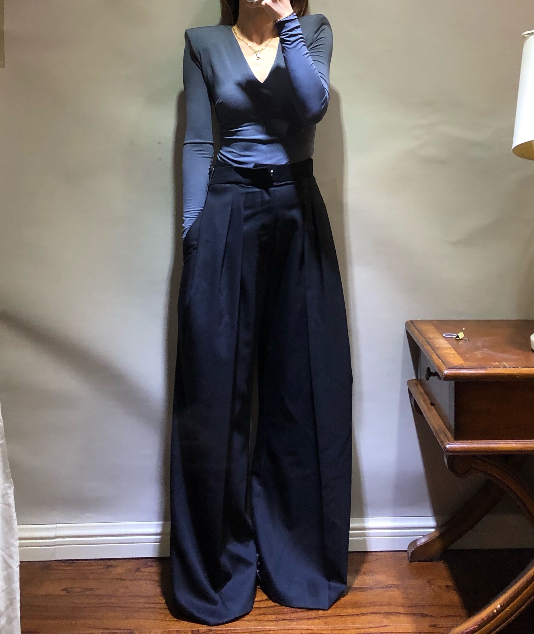 High-set Heavy Industries High waist and wide feet Western dress pants Misdemeanor wind spring and summer double folds with wide leg pants 2022 Hinch tall and thin