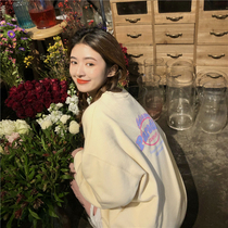 Japanese SLY College sweet girl cute candy color front and back printed round collar thin coat