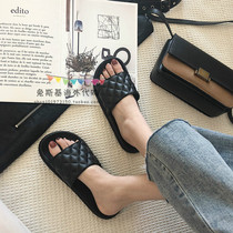 Japan BM Melville summer new casual outerwear slippers female simple rhombus thick bottom non-slip sandals