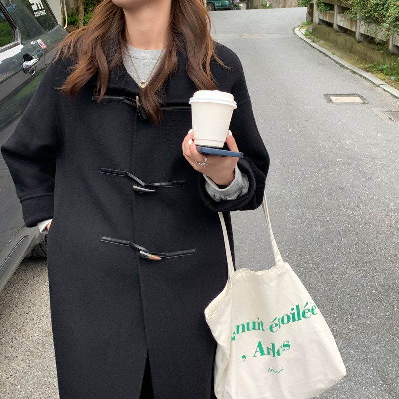 Japan SLY THOM double-sided cashmere croissant button coat women's 2021 new mid-length wool tweed coat