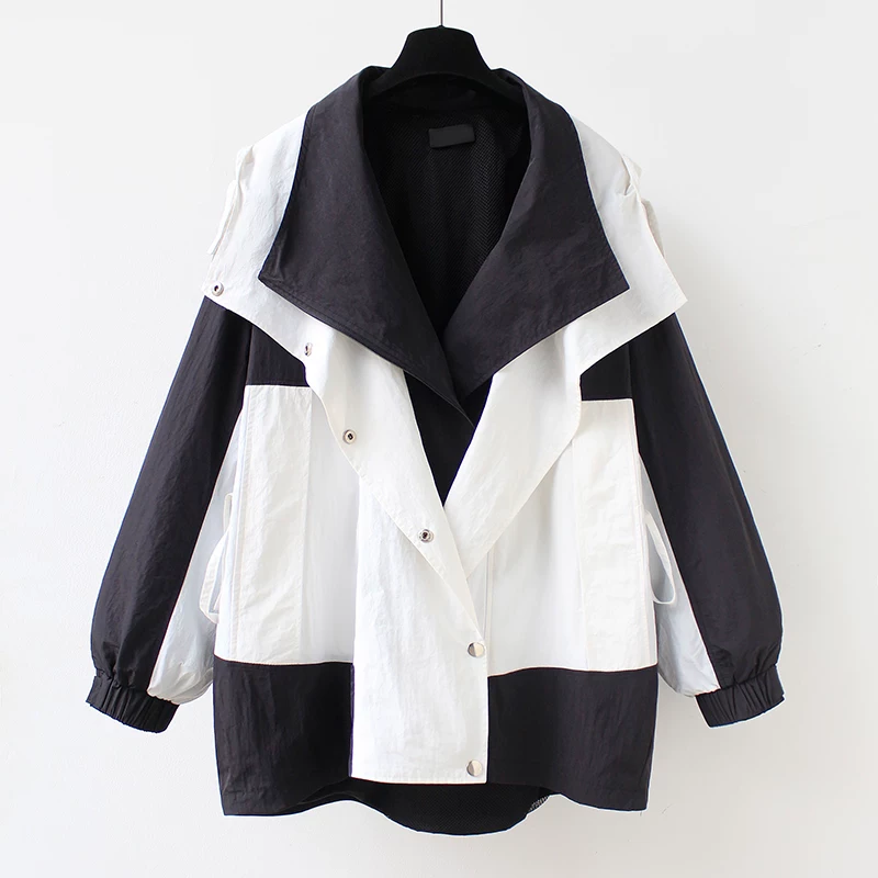 Осенний trench coat, длинная молния, куртка, 2023 год, korean стиль, средняя длина, оверсайз