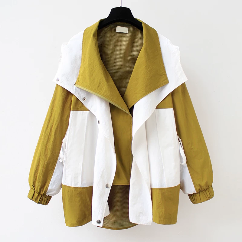 Осенний trench coat, длинная молния, куртка, 2023 год, korean стиль, средняя длина, оверсайз