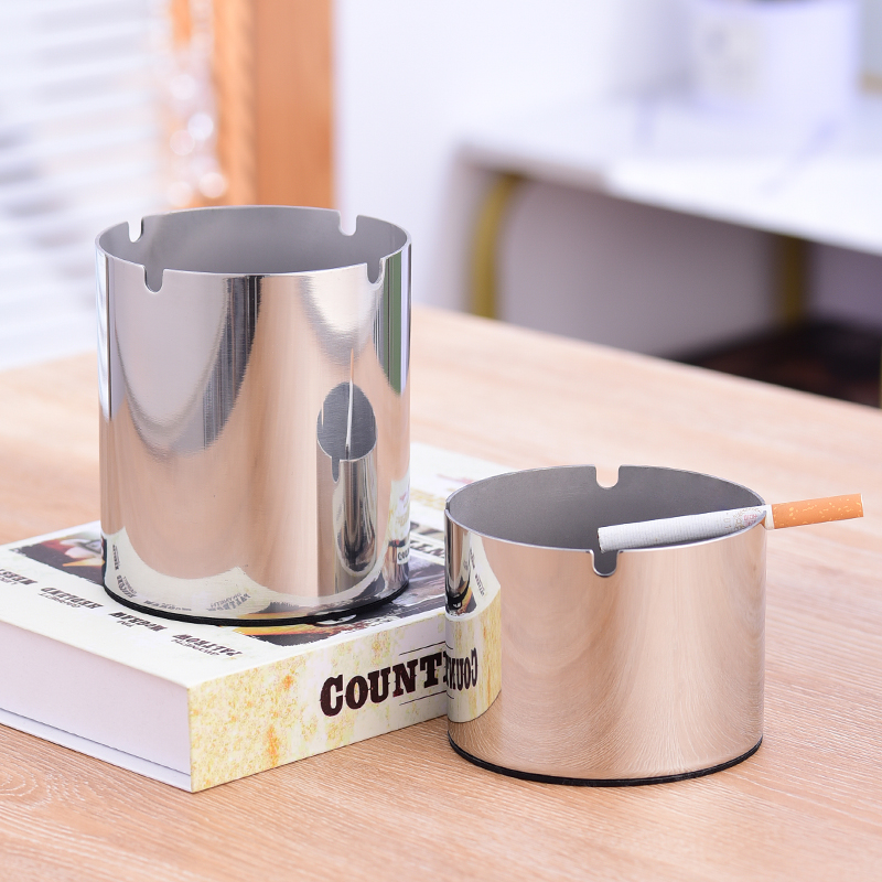 Stainless steel Tobacco Ashtray Big smoke Smoky Thickening Creative Web Cafe Café Windproof Hotel High Body Support Custom Logo