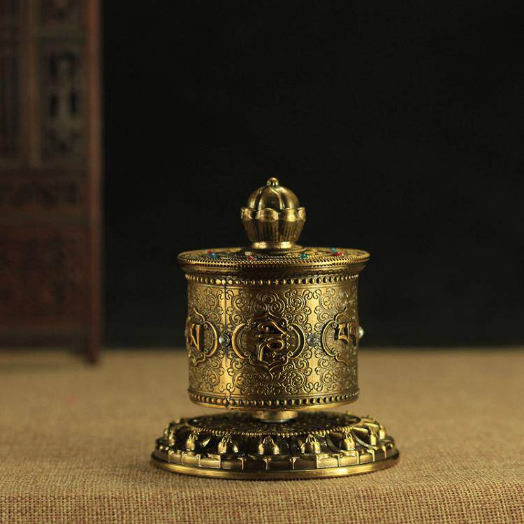 Nepalese craftsmanship Six words true words mean a pinch of turn via cylinder galu box dense religious instrument pure copper finger twisted transwarp wheel pendant