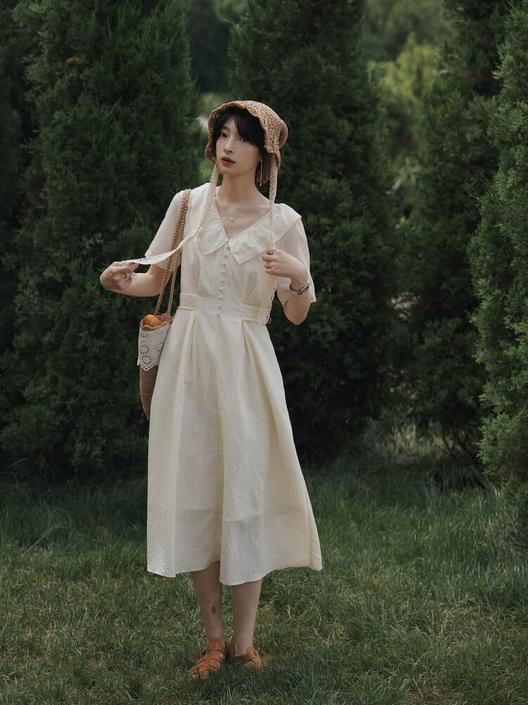 V-Neck Lace Belt Dress|Fashion|Summer|Sora-968 sora-life | One