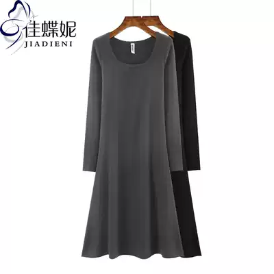 Spring and Autumn New Korean cotton slim round neck long sleeve T-shirt bottoming long dress solid color T-shirt women's clothing