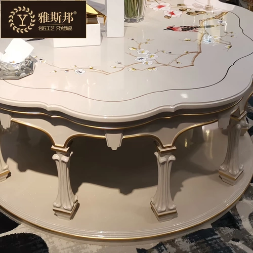 Американский стиль сплошной древесины Круглый круг гостиной несколько европейский журнальный столик маленький стол белый круглый круглый журнальный столик легкий роскошный чайный стол