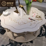 Американский стиль сплошной древесины Круглый круг гостиной несколько европейский журнальный столик маленький стол белый круглый круглый журнальный столик легкий роскошный чайный стол