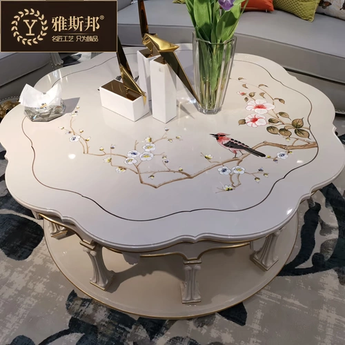 Американский стиль сплошной древесины Круглый круг гостиной несколько европейский журнальный столик маленький стол белый круглый круглый журнальный столик легкий роскошный чайный стол