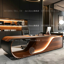2024 New Desk Curved Desk Home Walnut Boss Desk Technological CEO Desk Creative