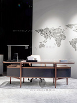 Italian minimalist desk and chair master design Chinese solid wood large class table Arc-shaped ebony wood desk desk