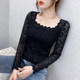 Sexy square-neck lace shirt women's autumn 2021 new tight-fitting bottoming shirt women's long-sleeved shirt with western style