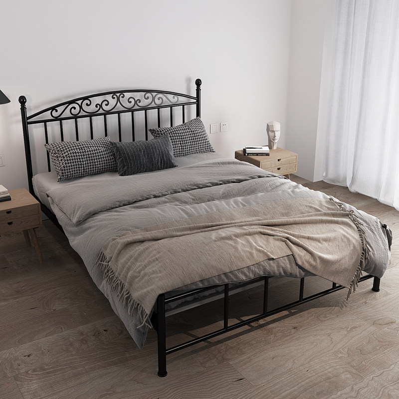 1869 Wrought iron bed Nordic Simple Modern Single bed 1 2 1 5 Double bed 1 8 Princess Metal bed W002