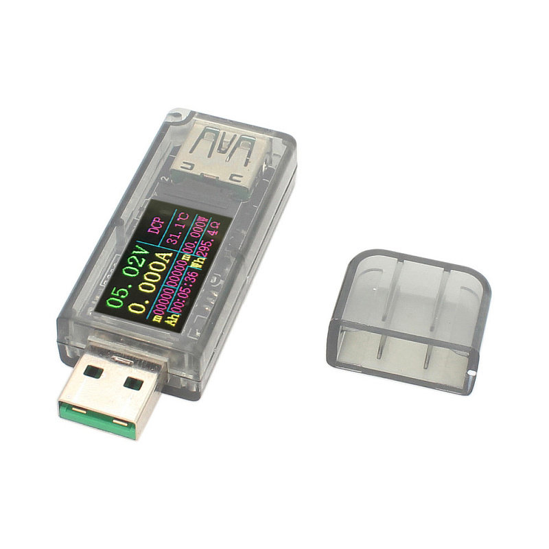USB彩屏测试仪5A 3.7-30V电压电流功率计算电量容量温度测量ZK UT
