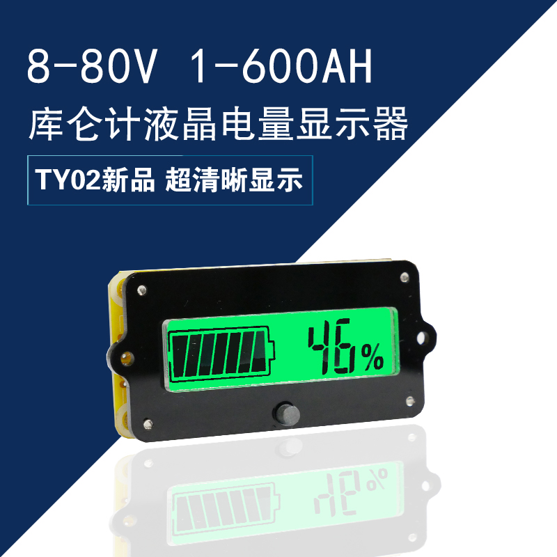 TY02 Coulomb meter 80V liquid crystal lithium battery lithium iron phosphate lead-acid power meter residual capacity table display