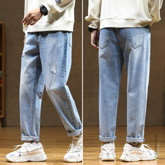 Semir jeans ຜູ້ຊາຍ clearance ດູໃບໄມ້ລົ່ນຍີ່ຫໍ້ trendy ໃຫມ່ ins ຄົນອັບເດດ: ripped holes whiskers ເດັກຊາຍ trousers tapered ບາດເຈັບ