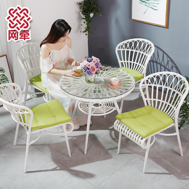 Balcony Table And Chairs Outdoor Leaning Back Chair Casual Rattan Chair Tea Table Outdoor Patio Garden Weaving Chair Modern Brief
