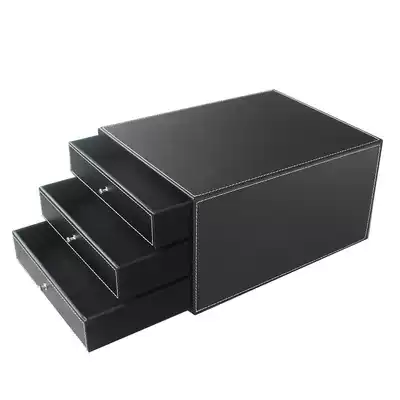 Business office supplies Desktop file cabinet A4 file storage cabinet Data file drawer storage box leather