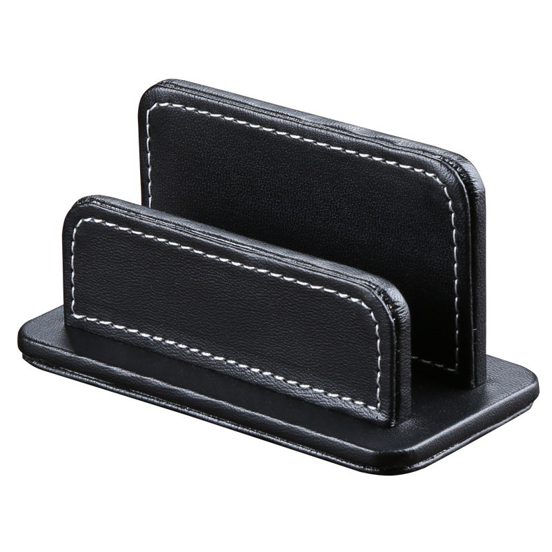 Business leather business card holder business card storage desktop finishing office stationery black simple and exquisite business card holder