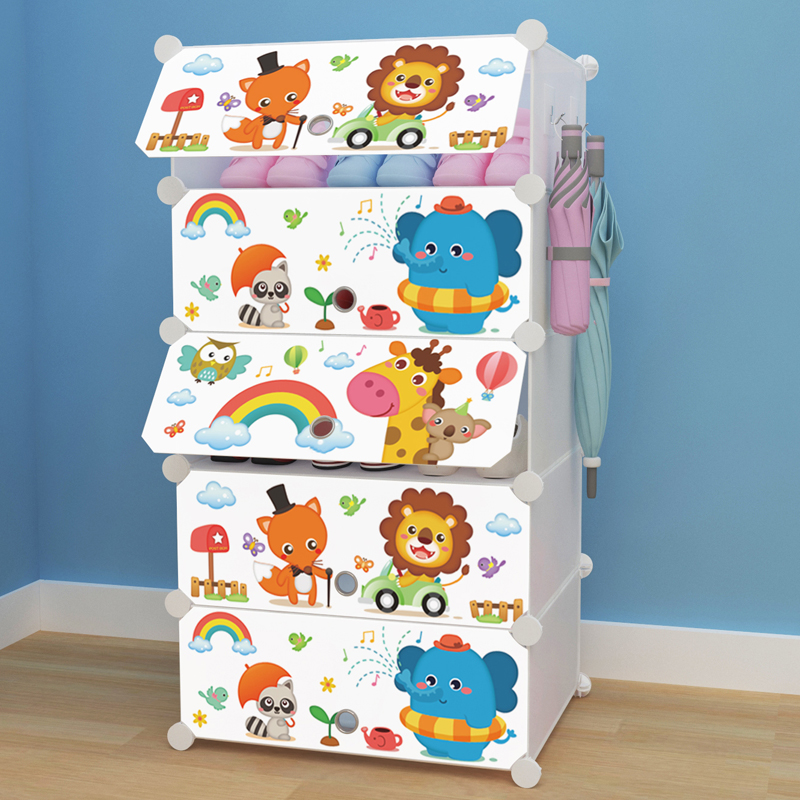 Child Shoe Rack Multilayer Shoe Cabinet Cute Cartoon Indoor Doorway Doorway Home Baby Mini-Dormitory Shoes contained