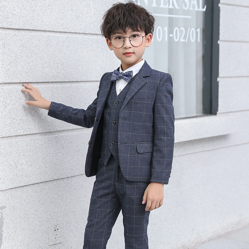 Children's small suits suit five sets of flower children jacket boy gown boys' boy west suit three sets of plaid