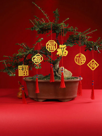 New Year's relocation Xiaofuzi potted bonsai pendant tassel pendant pendant pendant flower decoration