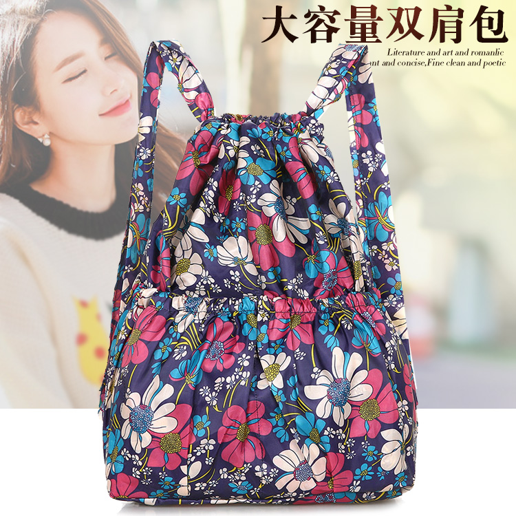Korean version of the new nylon drawstring pocket shoulder bag splash-proof sports backpack student large capacity lightweight travel bag