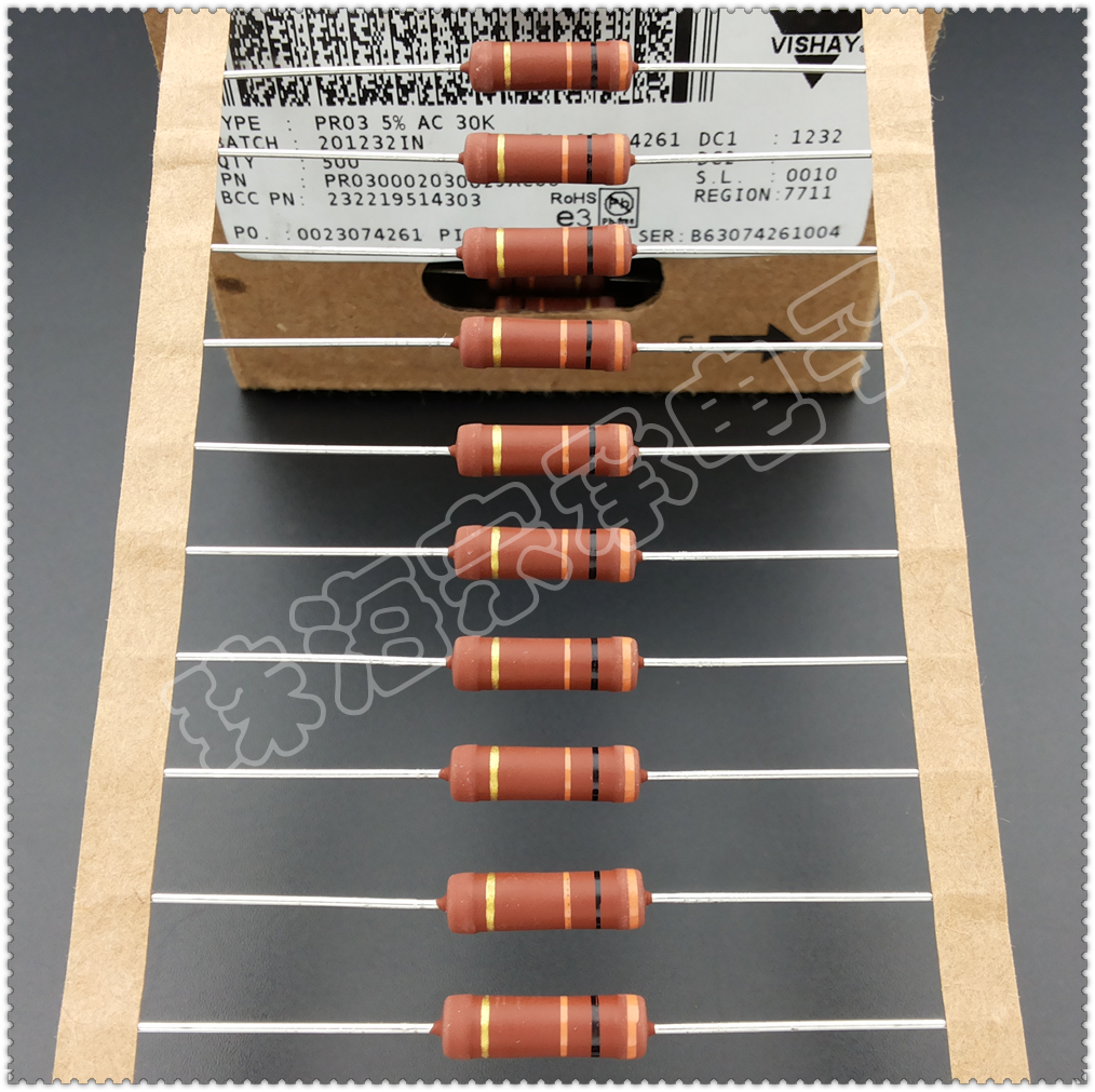 Import India 30K 3W VISHAY PR03 COPPER FOOT METAL FILM RESISTANCE PHILIPS