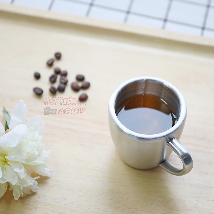 Original single double layer stainless steel 304 thick real coffee cup thermal insulation cup Juice Cup Tea Cup Multipurpose type