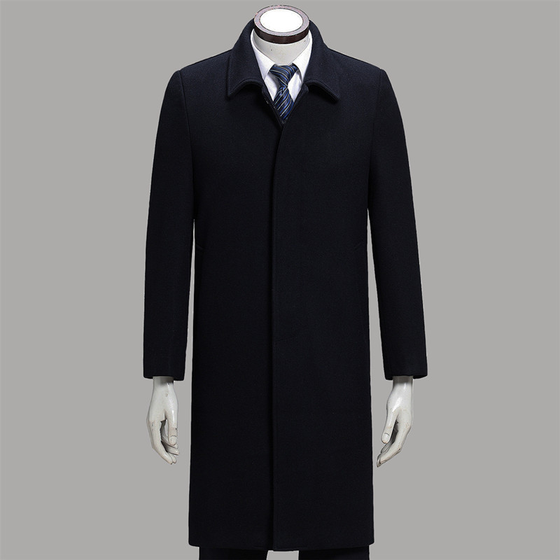 Men's cashmere coat Winter wool coat for the elderly Men thickened middle-aged dad long version windbreaker