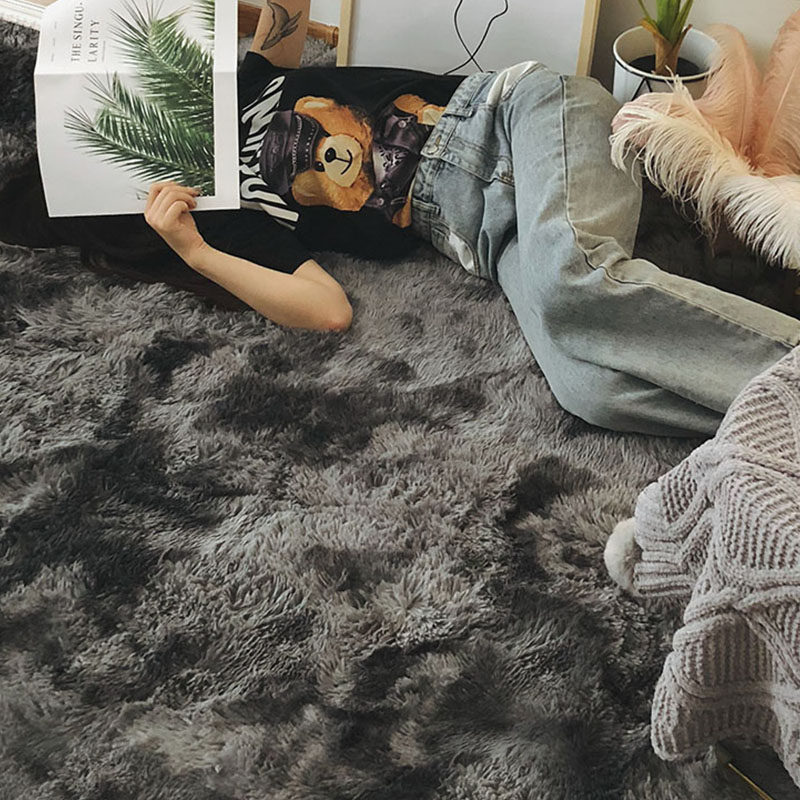 Nordic ins carpet bedroom custom floor mat living room full of cute round coffee table bedside long hair modern minimalist