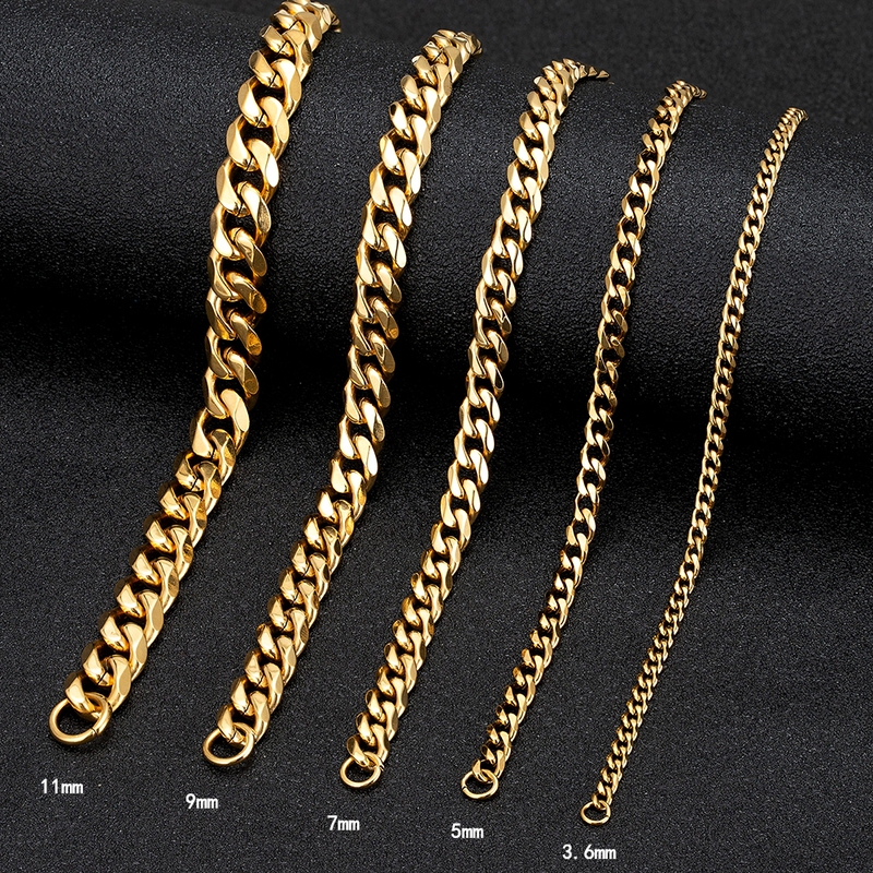 18K Gold Cuban Chain Bracelet for Men and Women, Hip-Hop Couple Style, Same Style as European and American Trends, High-End Feel, Cuban Link