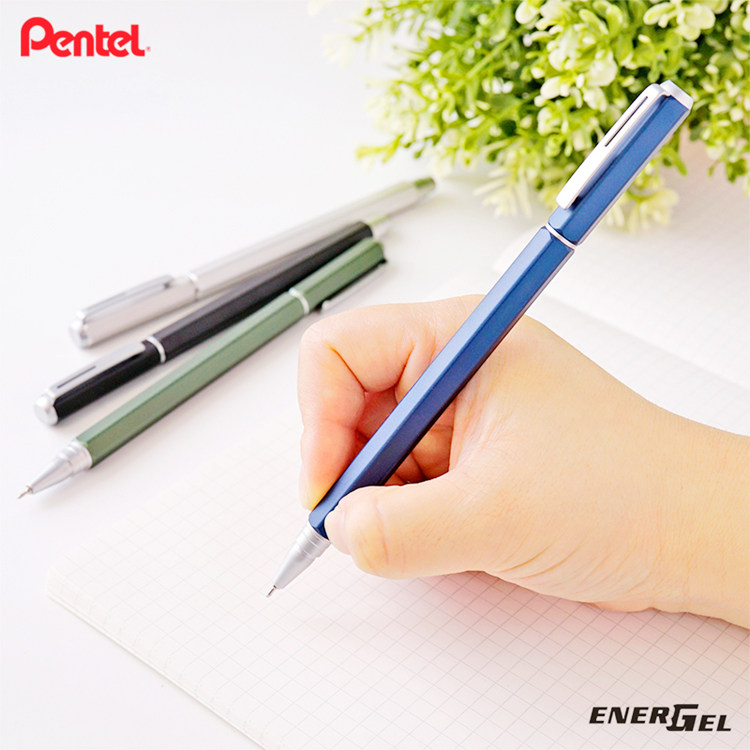 Japan sends EnereGel hexagonal metal rod BLN665 black speed dry needle tube nib cover type nut